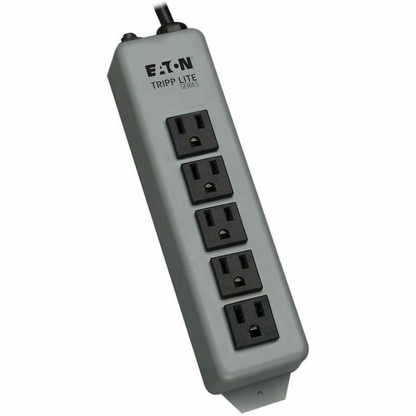 Tripp Lite Outlet Strip, Wall/Floor Mount, 5-15R, 5-15P, 15 ft., Gray 602-15 - main