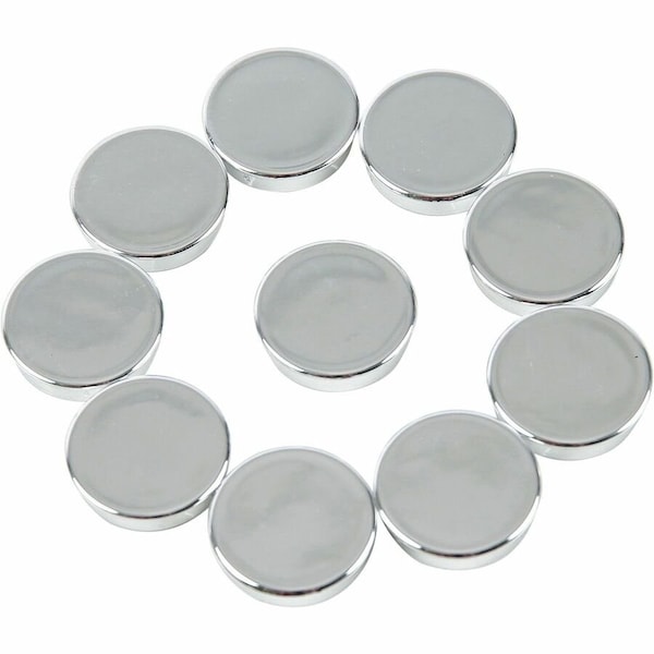 Mastervision MasterVision Round Magnets, Strong for Whiteboards, File Cabinets, Fridge, 10 Pk, 1" DIA, Silver IM130809 - main