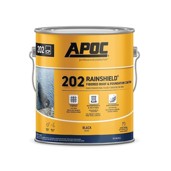 Apoc 202 Rainshield AP-202 Series Fibered Roof and Foundation Coating, Black, 1 gal, Pail, Liquid AP-2021 - main