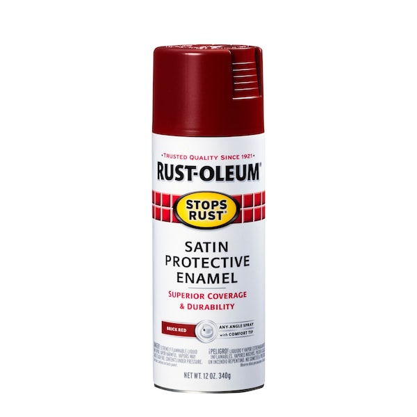 Rust-Oleum Spray Paint, Brick Red, Satin, Oil, 12 oz 371671 - main