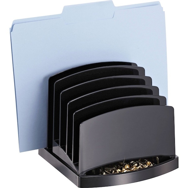 Officemate Incline Sorter, Black, Plastic, 7 1/2 in W, 7 1/2 in L, 6 3/8 in H, 6 Number of Compartments 22222 - main