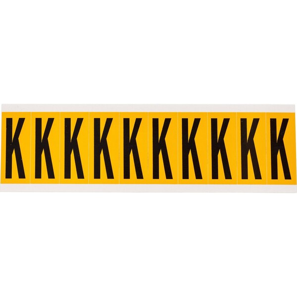 Brady Outdoor Vinyl 1.938 in Black on Yellow Letters K Card of 10 Labels, 10PK 1534-K - main