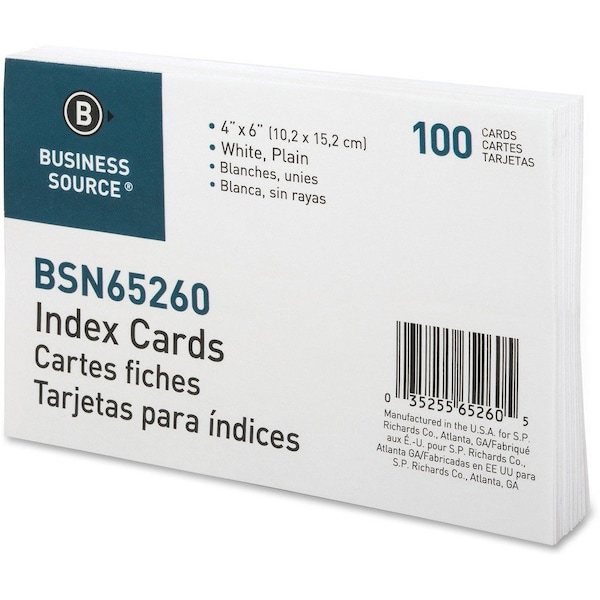 Business Source Plain Index Cards, 100PK BSN65260 - main