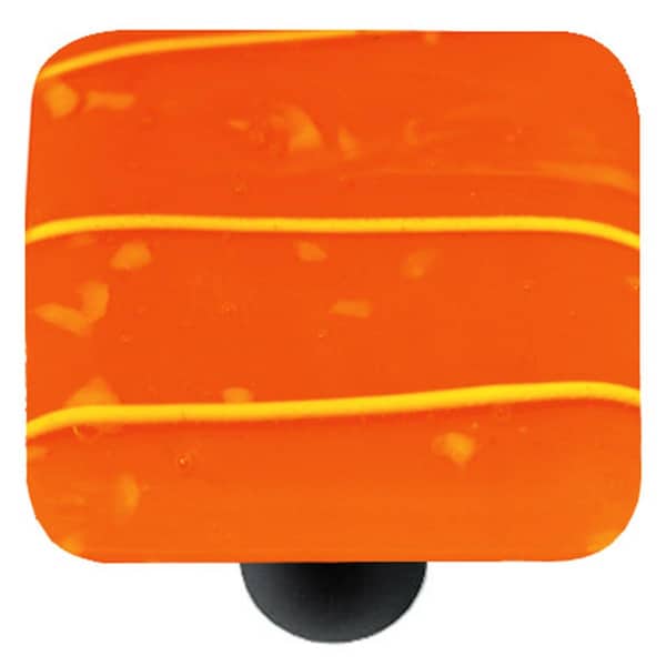 Towels Usa Mardi Gras Yellow with Orange Square Glass Cabinet Knob - Black Post TO2522012 - main