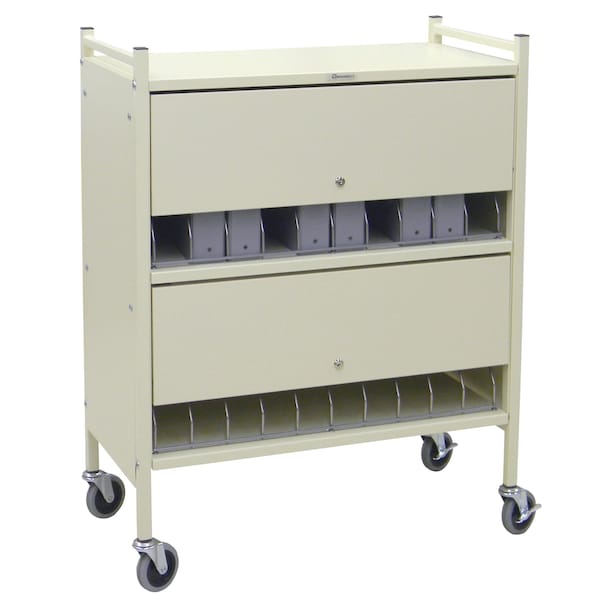 Omnimed Economy Privacy Chart Racks 2 Tier In Beige (43.75H X 34.5W X 17D) 20 Binder Capacity 280120 - main