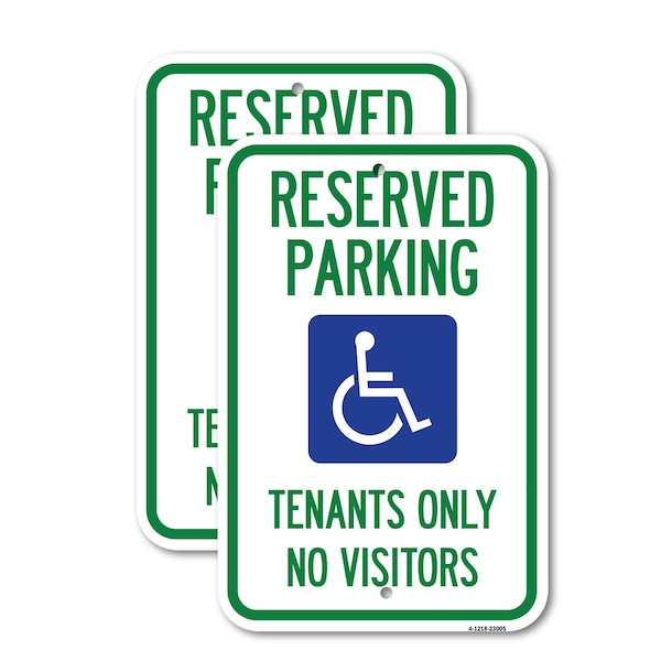 Signmission Reserved Parking Tenants Only No Visitors With Graphic, 18'' X 24'', Heavy Gauge Aluminum, 2PK A-1824-2PACK-23005 - main