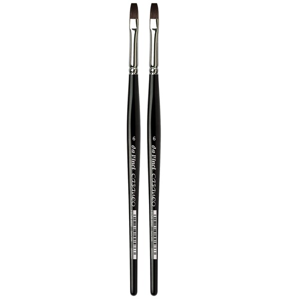 Da Vinci CASANEO Brush, Extra Soft Synthetic, Watercolor & Acrylic, Flat, Series 5898, Size 6, 2PK VA-5898_6 - main