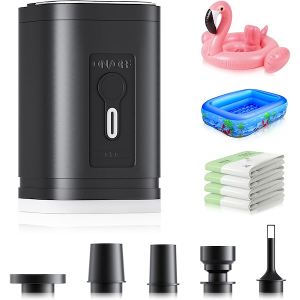 Simple Deluxe Electric Air Pump Mini Portable Air Pump with Type-C Rechargeable Battery, Quickly Inflate and Defl HKAIRPUMP45KPABLK - main