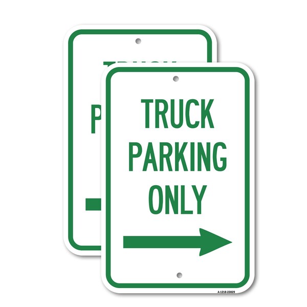 Signmission Reserved Parking Sign Truck Parking Only with Right Arr, 12'' X 18'', Heavy Gauge Aluminum, 2PK A-1218-2PACK-23029 - main
