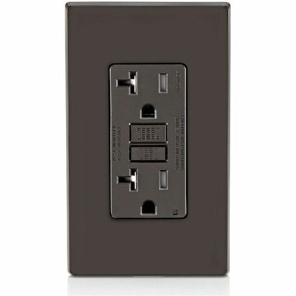 Leviton GFIRcptcl, 20A, 125VAC, Brn, Polycarbonate GFTR2 - main