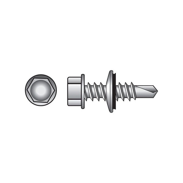 Hillman Self- Drilling Screws 1/4 in S X 2 in L Hex Washer Head 100 Zinc-Plated 561059 - main