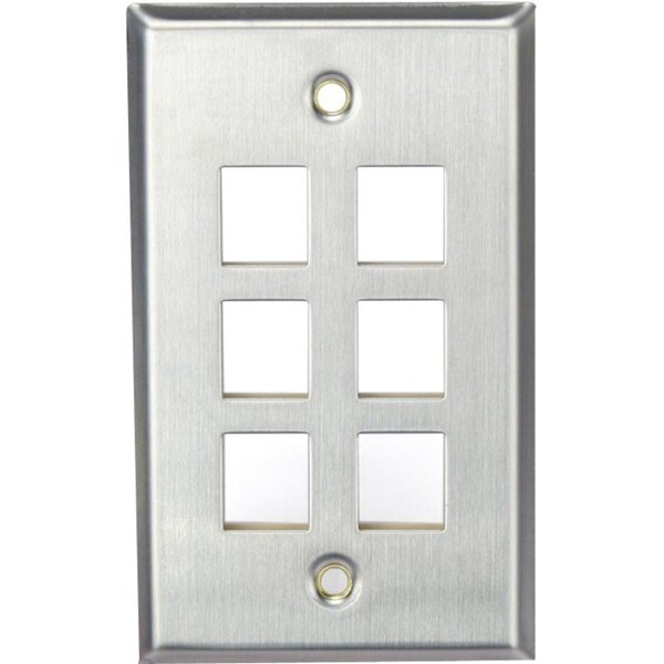 Leviton 6-Port Wallplate Unloaded, 1-Gang Use W/Snap-In Modules 43080-1S6 - main