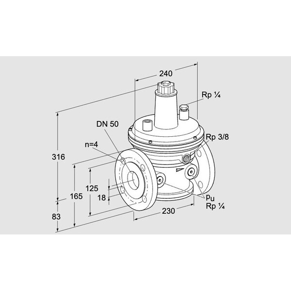 Honeywell Kromschroder Gas Pressure Regulator - VGBF 50F40, DN50 Flange, 10–30 mbar Outlet KS86048010 - main