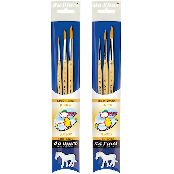 Da Vinci JUNIOR Synthetics Student Brushes, Acrylic & Tempera, Round, Series 303, 3-Piece Set, 2PK VA-4212_0 - main