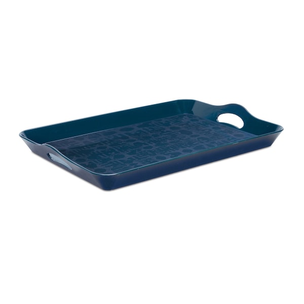 Homeroots 17" Blue Abstract Geo Printed Serving Tray 634500 - main