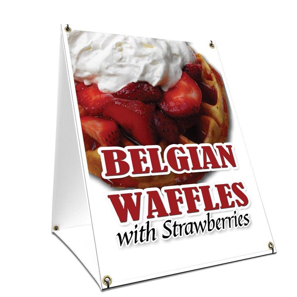 Signmission Belgian Waffle With Strawberries, 36 Inch x 24 Inch A-frame Yard Sign SBC-2436-Belgian Waffle With Strawberries - main