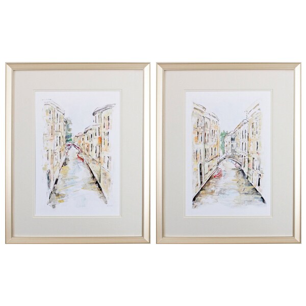 Homeroots Set of Two Brown Streets of Venice Framed Art, 2PK 476119 - main