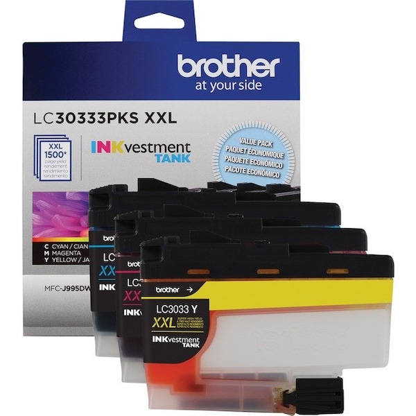 Brother Brother Super High Yield Cyan/Magenta/Yellow Ink Cartridges, PK3, Yield: 1500 Pages LC30333PKS - main