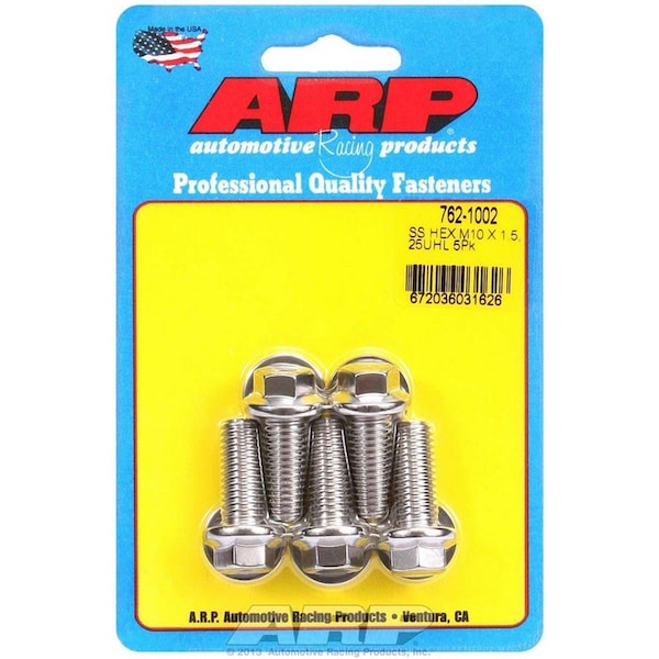 Homestead 762-1002 10 x 1.5 x 25 mm 6-Point Stainless Steel Bolt, 5PK HO3613017 - main