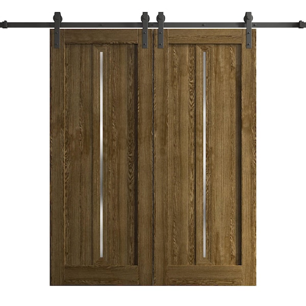 Sartodoors Modern Double Barn Door 72 x 84 inches, Ego 5014 Marble Oak, 13FT Rail Track Set, Solid Panel Int EGO5014DB-DMR-7284 - main