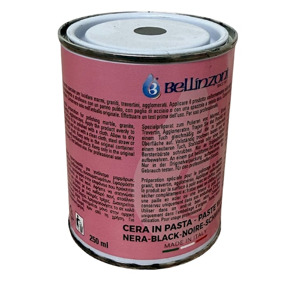 Bellinzoni Special Preparation Black Paste Wax - 250 ml. For use on Marble, Granite, or Stone Agglomerates. BBPPW250 - main