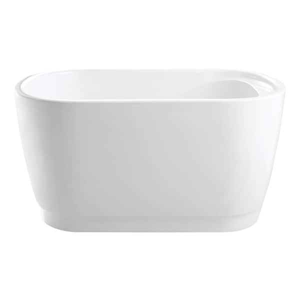 Kingston Brass 51" Acrylic Oval Rectangular Double Ended Freestanding Tub with Drain, Glossy White VTOV513425S - main