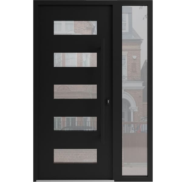 Vdomdoors Aluminum Door Iron 0255 Black Entry Steel Metal Classic Painted 48 x 80 (36+12 x 80)-Left Inswing IRON0255EXD-BLK-W36+12xH80-LH-I - main