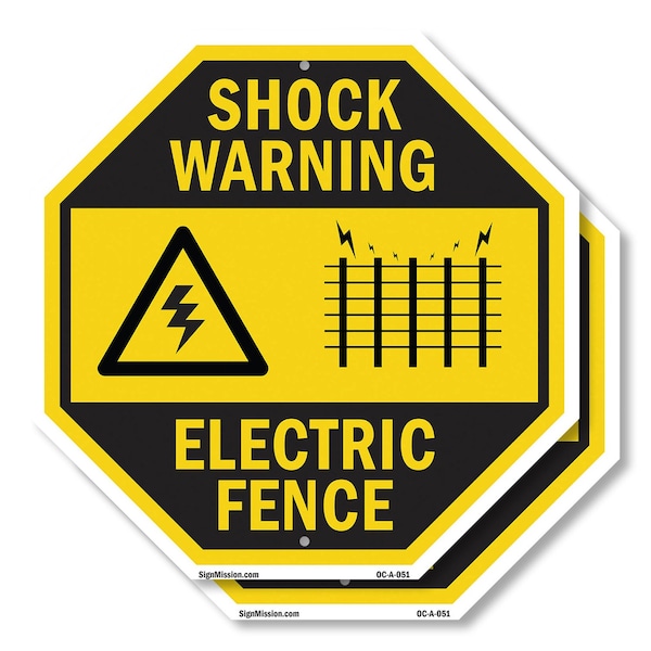 Signmission Shock Warning Electric Fence, 6 inch X 6 inch, Plastic Sign, 2PK OC-P-2PACK-6-51 - main