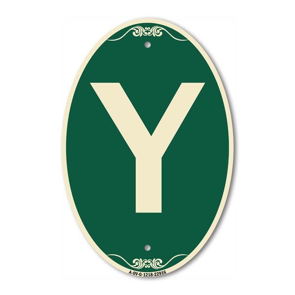Signmission Letter Y, 12 Inch X 18 Inch Architectural Oval, Heavy Gauge Aluminum A-OV-G-1218-22916 - main