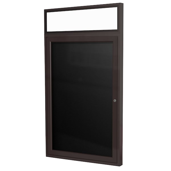 Ghent 36'' x 24'' Enclosed Flannel Letterboard, 1-Door, Bronze Aluminum Frame w/ Illuminated Headliner PBBL2-BK - main