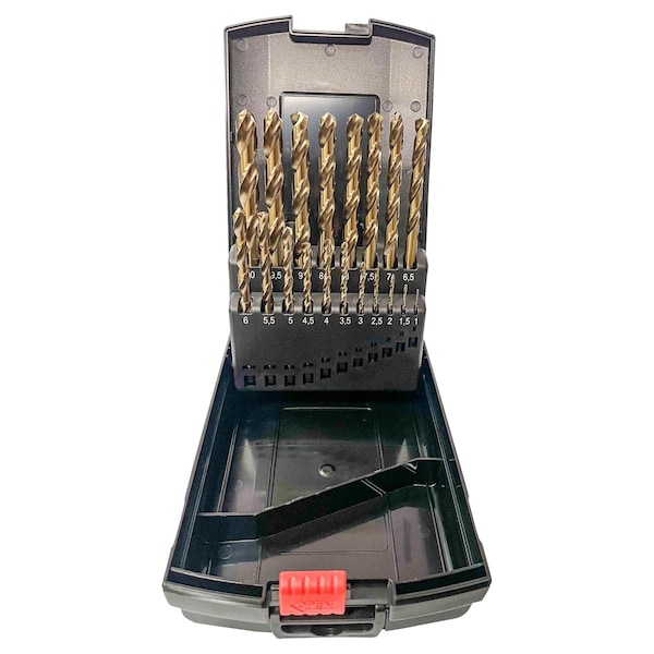 Multicomp Pro Twist Drill Bit Set, Cobalt, 19 Pieces 1/1.5/2/2.5/3/3.5/4/4.5/5/5.5/6/6.5/7/7.5/8/8.5/9/9.5/10mm MP013270 - main