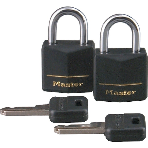 Master Lock 3/4'' W. Black Covered Keyed Alike Padlock, 2PK 121T - main