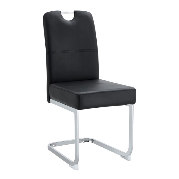 Homeroots Set of Four Black and Silver Faux Leather and Metal Dining Side Chairs, 4PK 719656 - main