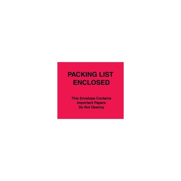 Bubblefast 7 x 6'' Red Paper Face ''Packing List Enclosed'' Important Papers Enclosed Envelopes, 1000PK BFPL483 - main