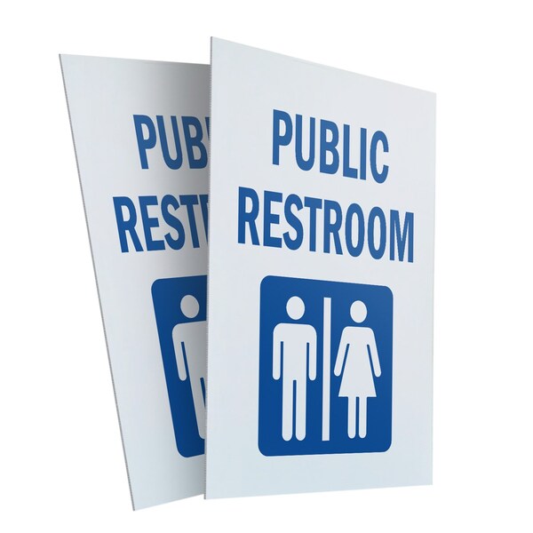 Signmission Public Restroom, Plastic Signs Only 24 Inch x 36 Inch, Corrugated Plastic, 2PK CSB-2436-2PACK-Public Restroom - main