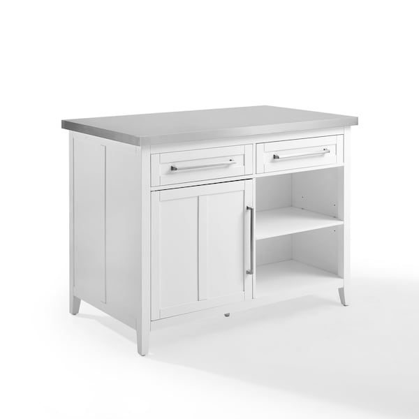 Crosley Silvia Stainless Steel Top Kitchen Island KF30080SS-WH - main