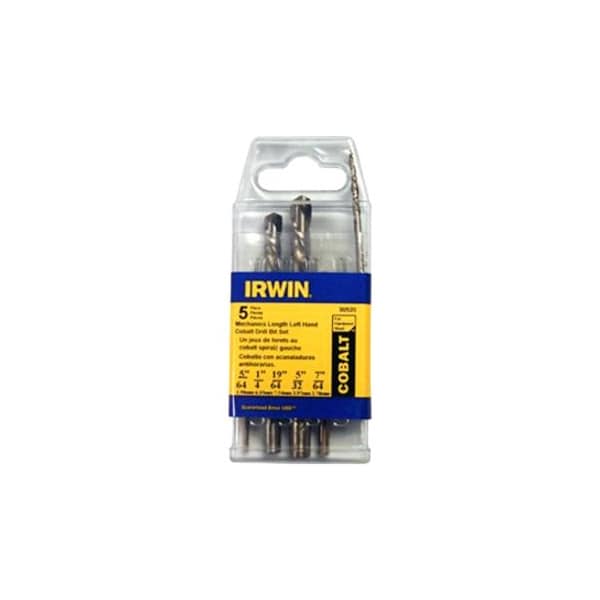 Hanson Irwin Cobalt Left Hand Mechanics Length High Speed Steel Drill Bit 5-Piece Set 30520 - main
