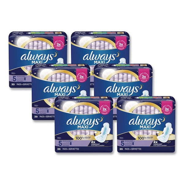 Always Maxi Pads, Size 5, Extra Heavy Overnight Absorbency, 120PK 17902 - main
