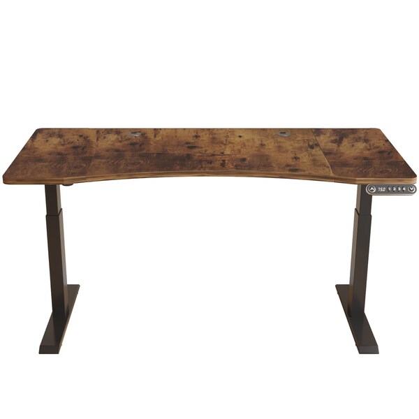 Homeroots Adjustable Brown and Black Wood and Stainless Steel Rolling Standing Desk 528673 - main