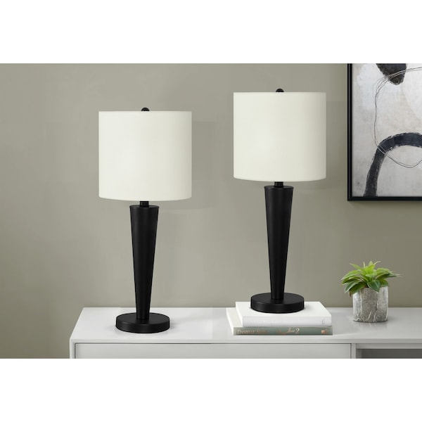 Monarch Specialties Lighting, Set Of 2, 24 in.H, Table Lamp, Usb, Black Metal, Ivory / Cream Shade I 9643 - main
