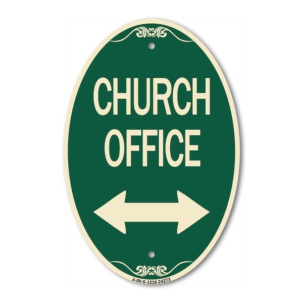 Signmission Church Parking With Bidirectional Arrow, 12 In X 18 In Architectural Oval, Heavy Gauge Aluminum A-OV-G-1218-24273 - main