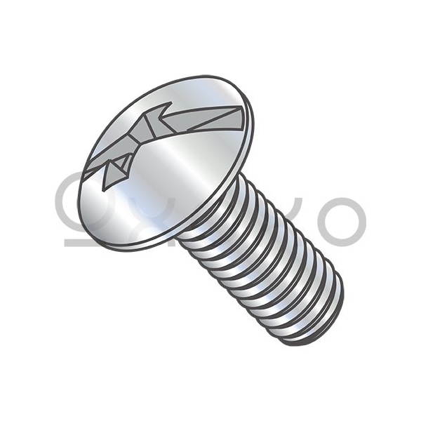 Oxoxo 10-32X1 Combination (Phil/Slot) Full Contour Truss Head Machine Screw Full Thread Zinc, 4000PK 347356 - main