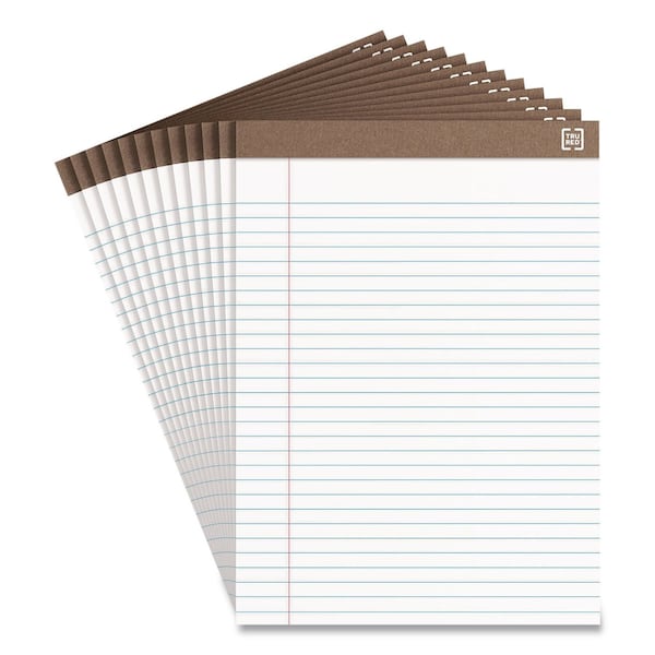Tru Red Recycled Notepads, Wide/Legal Rule, (50) White 8.5 x 11 Sheets, 12PK TR59936/TR58185 - main