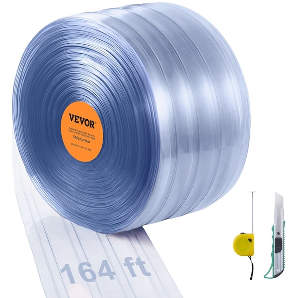Vevor Strip Curtain PVC Door Curtain 150' x 8" Roll Cooler Freezer Clear Plastic 55V0 - main