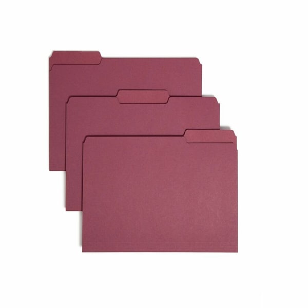 Smead INTERIOR FILE FOLDERS, 1/3-CUT TABS, LETTER SIZE, MAROON, 100PK 10275 - main