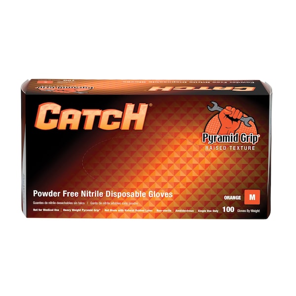 Safety Zone Nitrile Powder Free 9 mil Textured Gloves - Orange, Med - Case of 1000 CAT455 - main