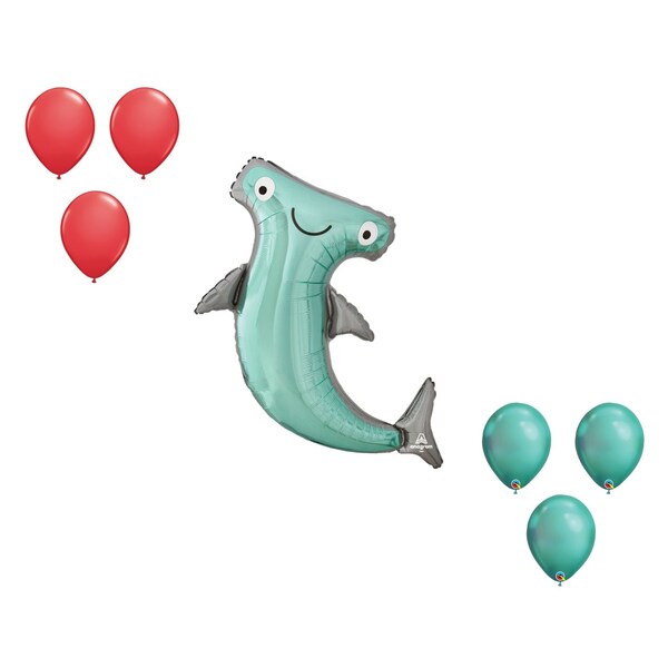 Loonballoon 41 Inch Hammerhead Shark Balloon Medium Shape Set 6x latex 96139 - main