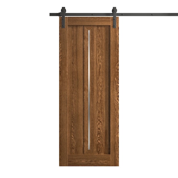 Sartodoors Modern Barn Door 32 x 84 inches, Ego 5014 Cognac Oak Veneer, 6.6FT Rail Track Heavy Hardware Set , EGO5014BD-B-DKO-3284 - main