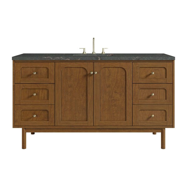 James Martin Vanities Laurent 60" Single Vanity, Honey Oak w/ 3 CM Parisien Bleu Silestone Top 545-V60S-HNO-3PBL - main