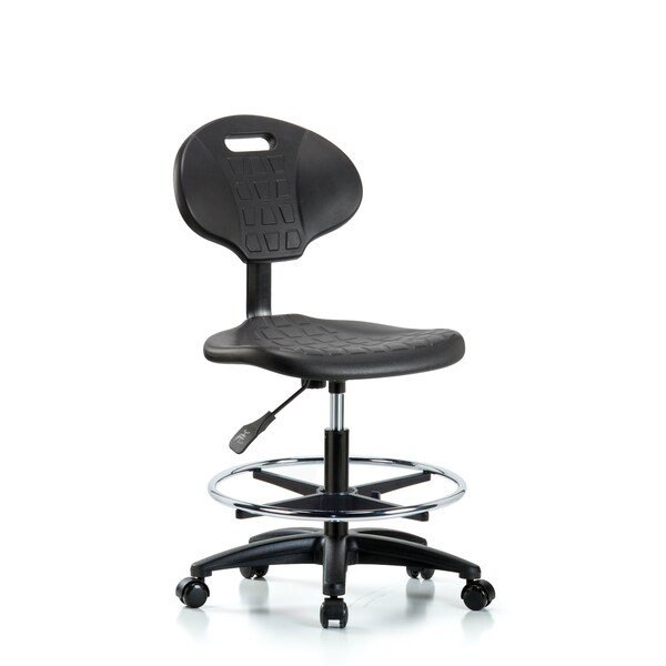 Blue Ridge Ergonomics Erie Med Bench Chair, CF, Casters, No Arms, 19" to 27" Height, Black; Blue BR-TPMBCH-RG-A0-CF-RC - main